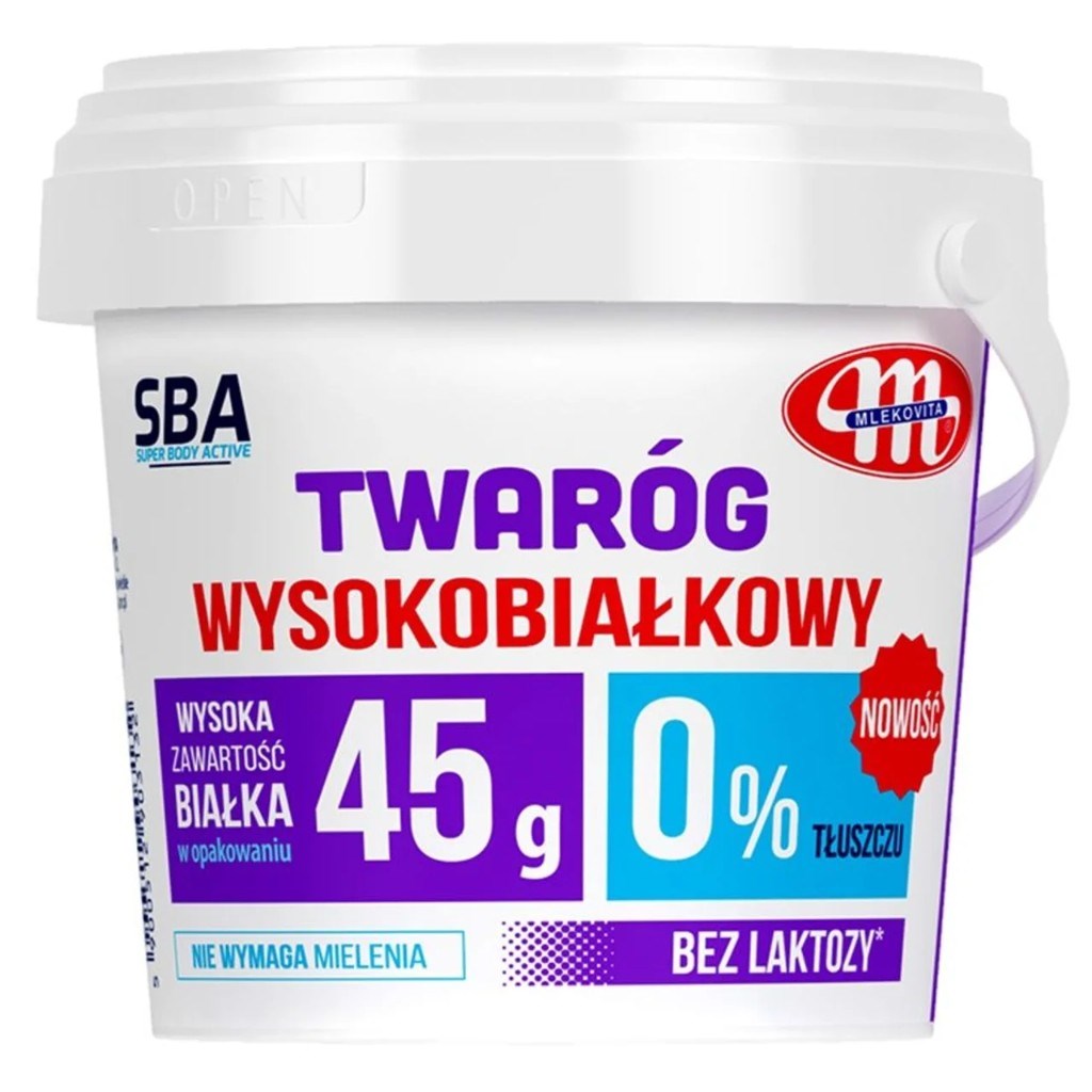 Twaróg wysokobiałkowy 0% tłuszczu bez laktozy Mlekovita Super Body Active 500 g