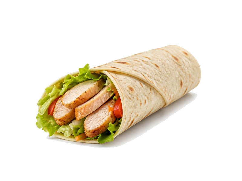 Wrap z kurczakiem – białko 13g, kalorie 210 kcal, węglowodany i tłuszcz na 100g | zdrowe odżywianie
